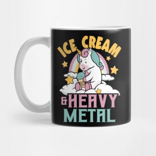 Ice Cream & Heavy Metal Unicorn Rainbow Funny Retro Death Metal Mug